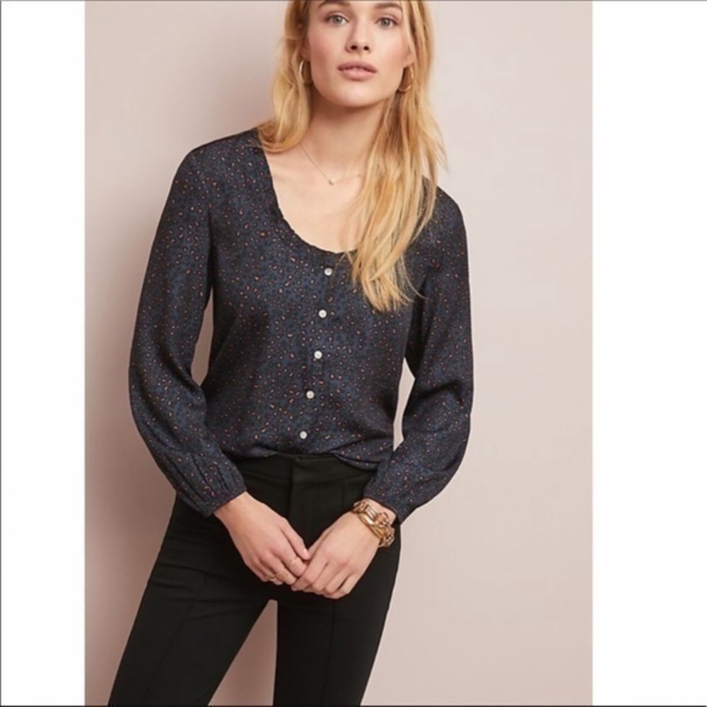 Anthropologie DOLAN Long Sleeve Animal Print Top